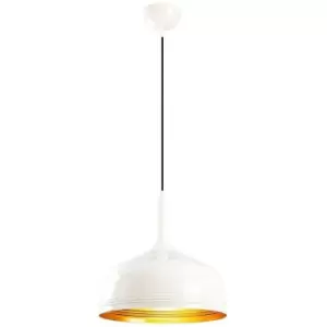 Cristal Model 26 Deco White Dome Pendant Lamp Golden Interior