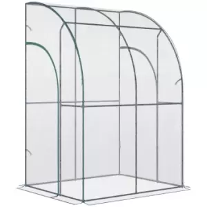 Outsunny 143 X 118 X 212Cm Walk-in Lean To Wall Tunnel Pvc Greenhouse With Doors