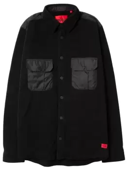 HUGO Oversized Ejaz Fleece Overshirt Black