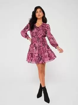 Guess Ls Lace Up Flared Lucy Dress - Purple Kashmir, Purple, Size S, Women