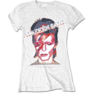 David Bowie - Aladdin Sane Womens Large T-Shirt - White