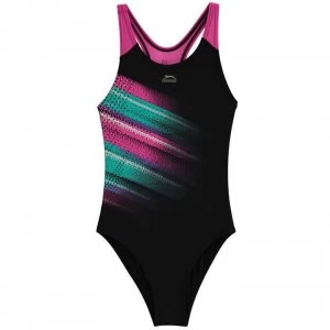 Slazenger Sportback Swimsuit Junior Girls - Black/Purple