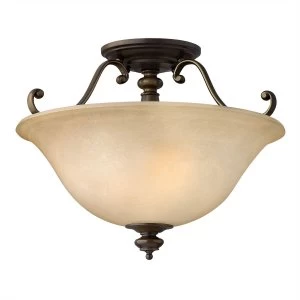 2 Light Semi Flush Ceiling Light Royal Bronze, E27