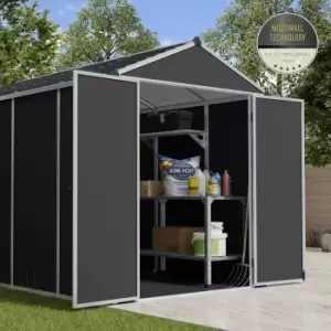 Palram - Canopia Rubicon 6X10 Apex Dark Grey Plastic Shed With Floor