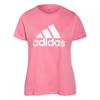 adidas Essentials Logo T-Shirt (Plus Size) Womens - Rose Tone / White