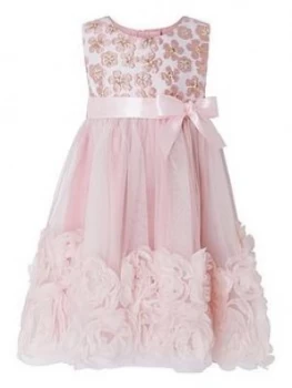 Monsoon Baby Girls Nina Rose Jacquard 3D Roses Dress - Pink, Size 2-3 Years