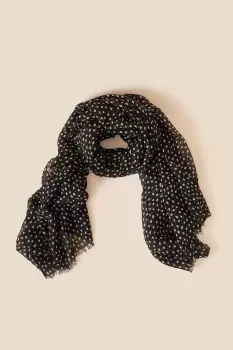 Monochrome Spot Print Scarf