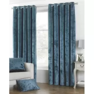 Riva Home Verona Velvet Style Eyelet Curtains (90 x 72" (229 x 183cm)) (Teal) - Teal