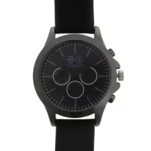 Crosshatch Leather Strap Watch Mens - Black