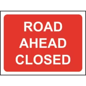 Zintec 1050 x 750mm Road Ahead Closed Road Sign with Frame