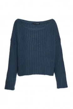 French Connection Riva Rib Knit Cropped Jumper Green