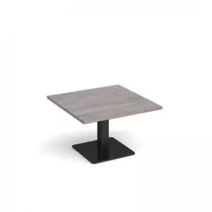 Brescia square coffee table with flat square Black base 800mm - grey