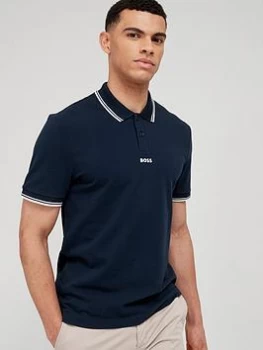 BOSS Pchup Centre Logo Polo Shirt - Dark Blue, Dark Blue, Size L, Men