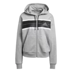 adidas Essentials Pinstripe Block Fleece Full-Zip Loose F - Grey