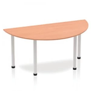 Impulse Semi-circle Table 1600 Beech Post Leg Silver