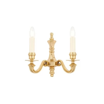 Interiors 1900 Lighting - Interiors Fenbridge - 2 Light Candle Candle Wall Light Solid Brass, Gloss Cream Paint, E14