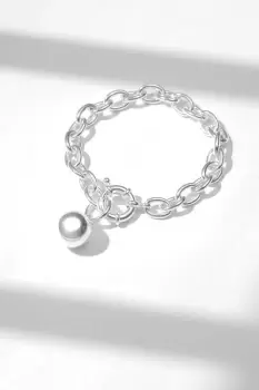 Silver Plated Polished Ball Bracelet