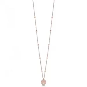 GUESS rose gold plated 16-20" double necklace with bead details and logo coin pendant with Swarovski crystals.