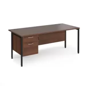 Office Desk Rectangular Desk 1800mm With Pedestal Walnut Top With Black Frame 800mm Depth Maestro 25 MH18P2KW