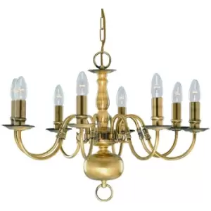 Searchlight Lighting - Searchlight Flemish - 8 Light Chandelier Antique Brass Finish, E14