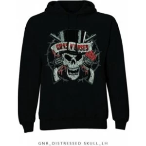 Guns N Roses Distressed Skull Pullover Hoodie: Small