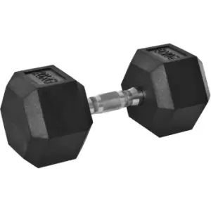 20KG Single Rubber Hex Dumbbell Portable Hand Weights Dumbbell Home Gym - Homcom