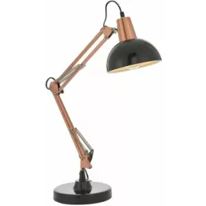 Fully Adjustable Swing Arm Table Lamp copper & Black Bedside Feature Light