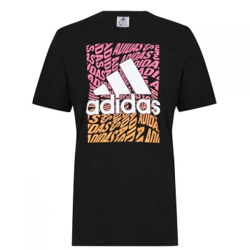 adidas QT T Shirt Mens - Black Whirl