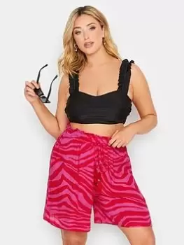 Yours Colour Clash Tassel Detail Beach Short - Pink, Size 26-28, Women