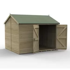 10' x 8' Forest Timberdale 25yr Guarantee Tongue & Groove Pressure Treated Windowless Double Door Reverse Apex Shed (3.06m x 2.52m)