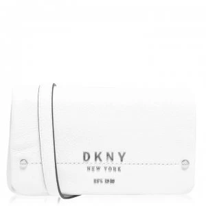 DKNY Logo Flap Over Cross Body Bag - White WHT