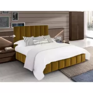 Nora Upholstered Beds - Plush Velvet, Double Size Frame, Mustard - Mustard