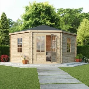 Mercia 28mm Single Glaze Corner Cabin - 4 x 4m