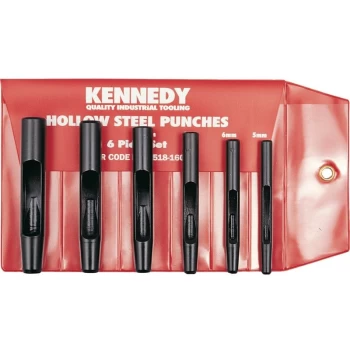 5-12MM Hollow Punch Set (6-Pce) for Cork, Leather, Plastics - Kennedy