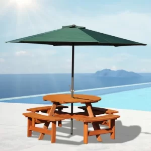 Outsunny 8-Seater Wooden Picnic Set-Fir Wood