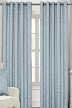 Geometric Jacquard Blackout Eyelet Curtain Pair