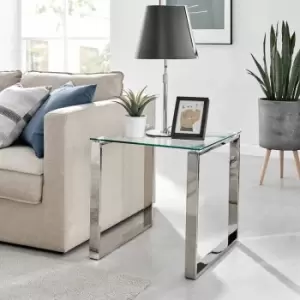 Furniture Box Miami Modern Furniture Box Clear Glass And Chrome Metal Side End Table