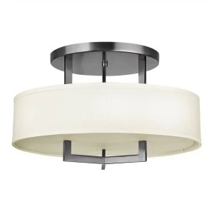 3 Light Semi Flush Ceiling Light Antique Nickel, E27