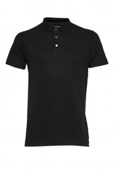 Mens French Connection Central Crepe Polo Shirt Black