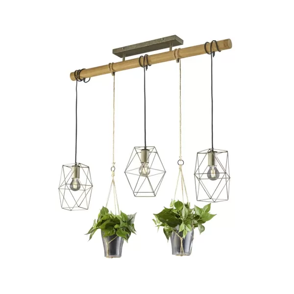 Plant Modern 3 Light Bar Pendant Ceiling Light Nickel antique