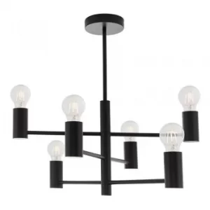 6 Light Semi Flush Light Matt Black, E27