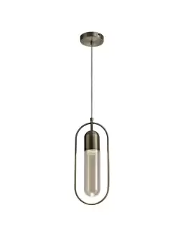 Ceiling Pendant, 1 x 7W LED, 4000K, 790lm, Antique Brass, Amber