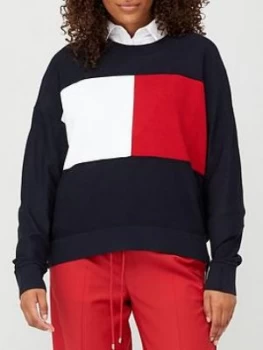 Tommy Hilfiger Icon Flag Crew Neck Sweater - Navy