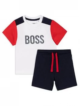 Hugo Boss Logo T-Shirt and Bermuda Shorts Set White/Navy Size 9-12 Months Boys