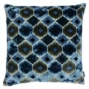 Ares Ikat Jacquard Cushion Blue