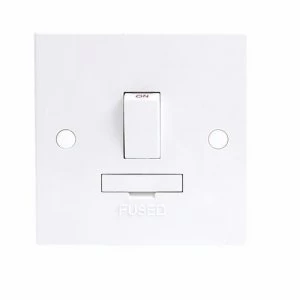 KnightsBridge 13A White Switched Connection Unit DP Fused and Flex Outlet Electric Wall Plate