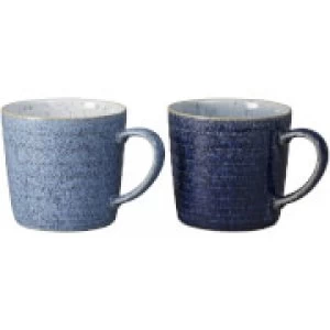 Denby Studio Blue Ridged Mugs - 400ml (Set of 2)