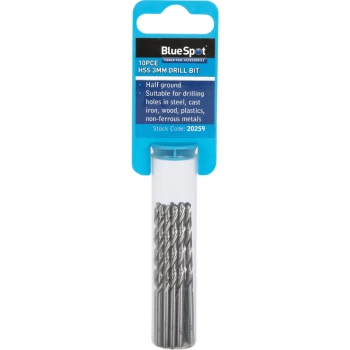 Bluespot - 20259 10 Piece 3mm HSS Drill Set