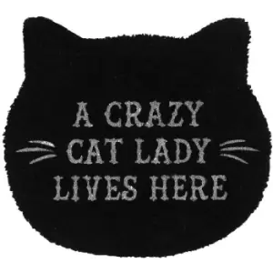 Something Different Crazy Cat Lady Door Mat (45cm x 50cm x 2cm) (Black) - Black