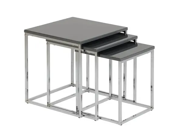 Seconique Charisma Grey Gloss and Chrome Nest of Tables